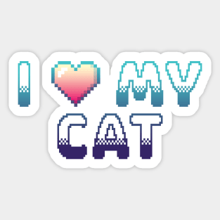 I Heart My Cat Classic Video Game Graphic Blue Gradient Sticker